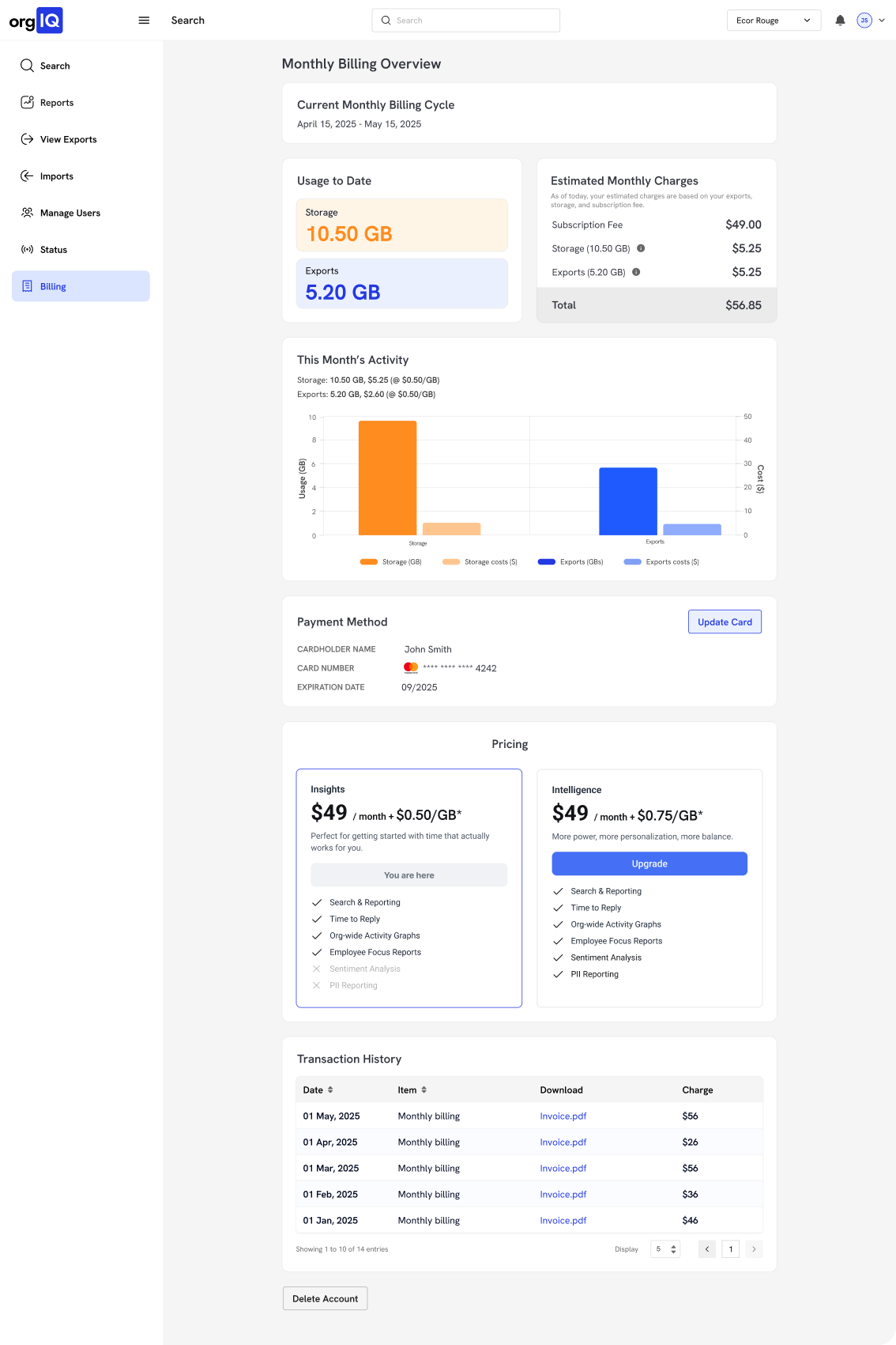 screenshot of Email Vault